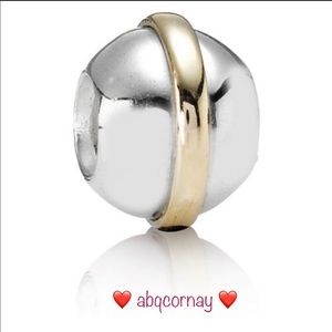 EUC Pandora 790178 Silver & 14K Yellow Gold Saturn Charm